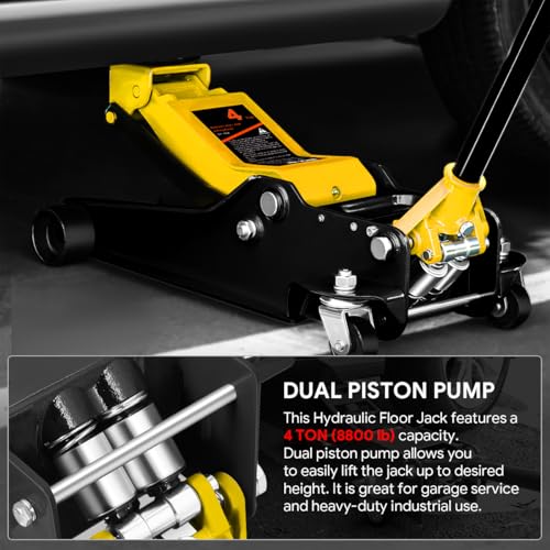 DNA MOTORING Floor Jack 3 Ton (6000 lbs) Capacity, Fast Lift Service Jack Low Profile Steel Heavy Duty Hydraulic Car Jack, Lifting Range 3"-20", Black, TOOLS-00475-BK