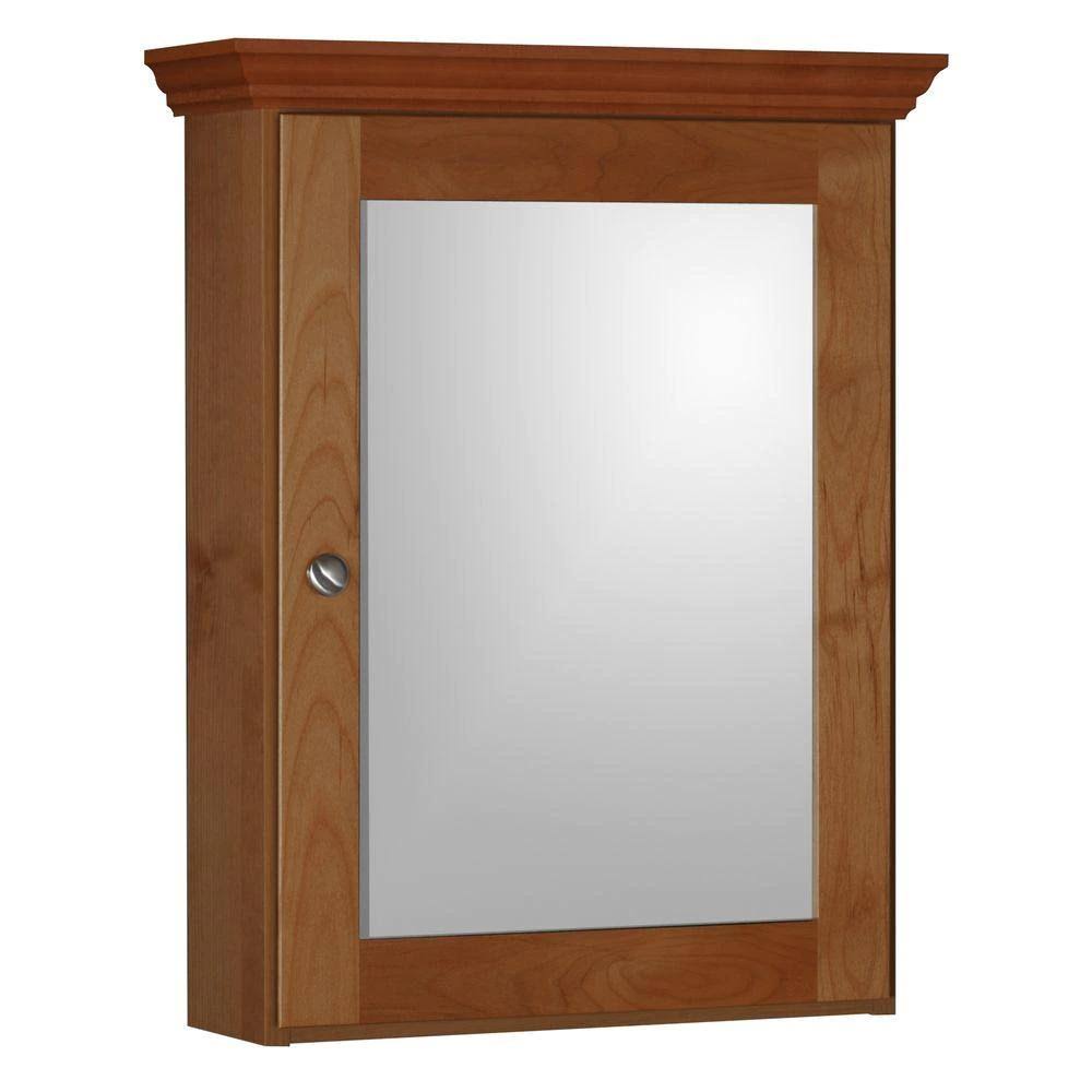 Simplicity by Strasser Shaker 19 in. W x 27 in. H x 6-1/2 in. D Framed Surface-Mount Bathroom Medicine Cabinet in Medium Alder 0