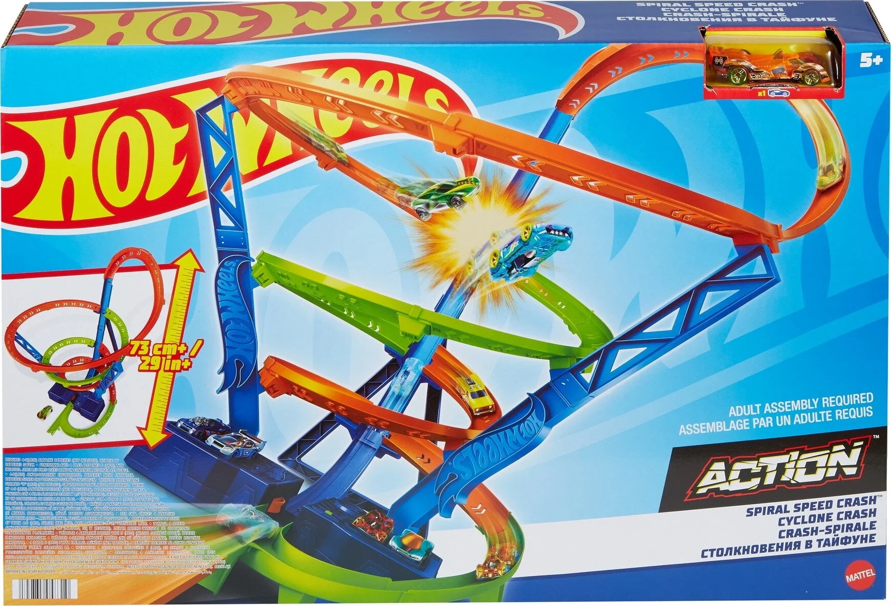 Hot Wheels Action Spiral Speed Crash Track Set with Motorized Booster & 1:64 Scale Toy Car
