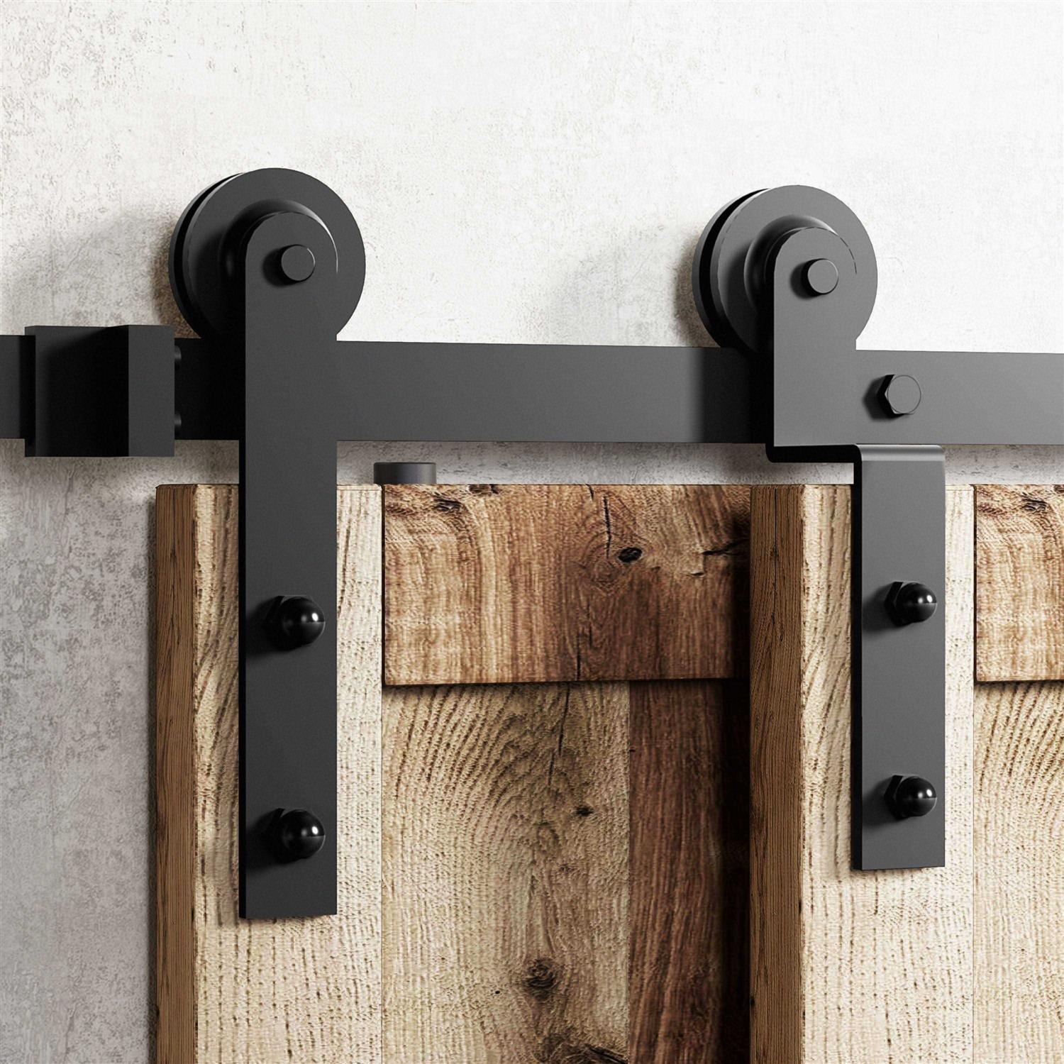 Single Bypass Double Door Barn Door Hardware Kit Homacer Track Length - Shop Hardware Tools Online Store