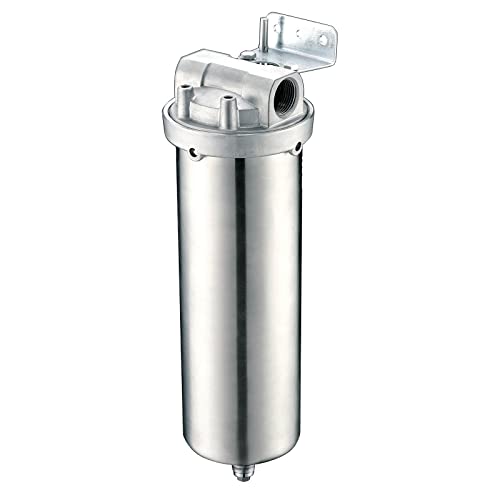 Amwater NSF/ANSI 42 Certification Stainless Steel Filter Housing for 10" Filter Cartridge, 3/4" NPT Water Filter Housing for Whole House Water Purification of Stainless Steel 304