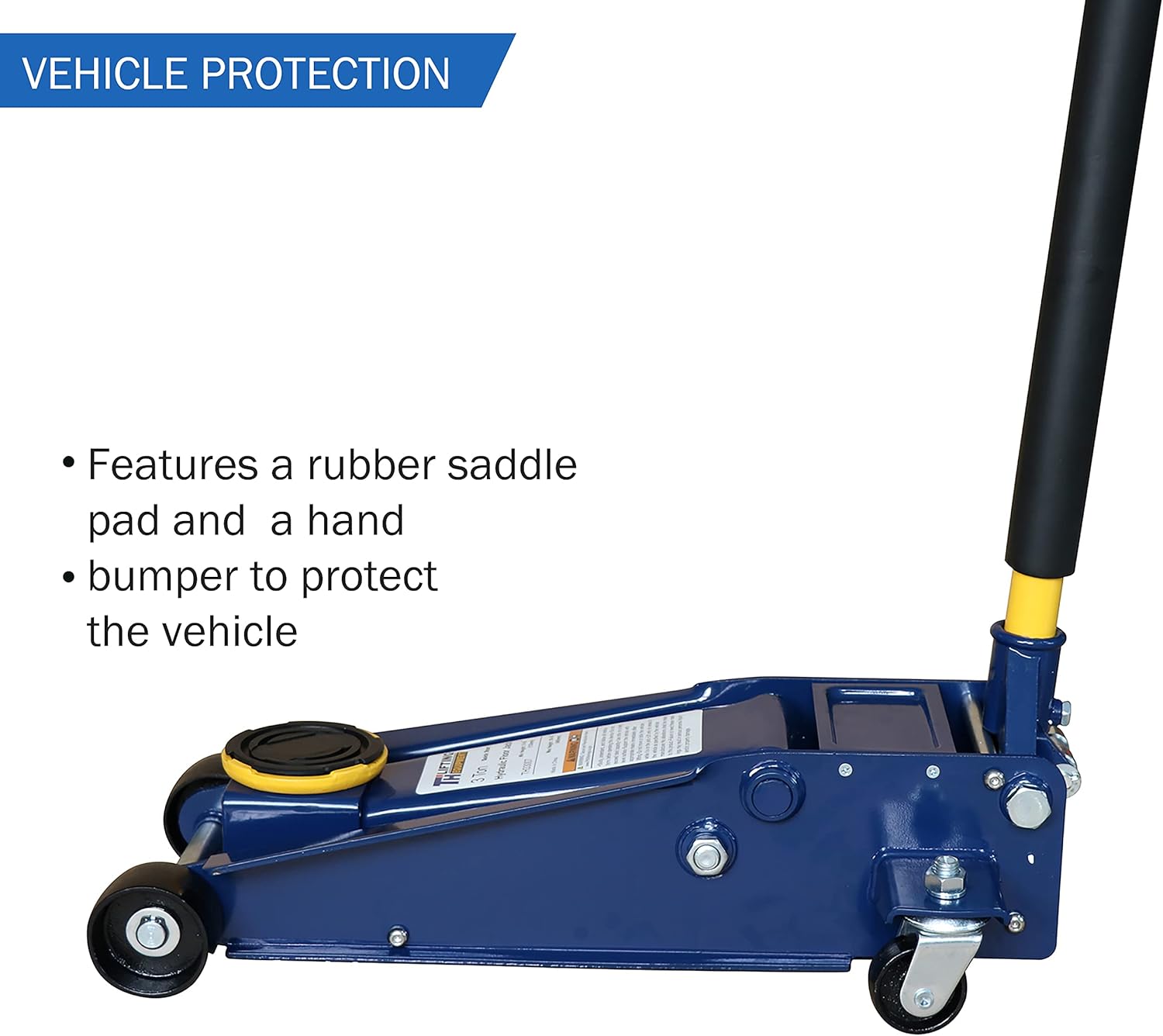 Aain® 3 Ton Heavy-Duty Floor Jack, Steel Hydraulic Jack with Double Pumps for Quick Lifting, Rotating Rear Casters, Blue