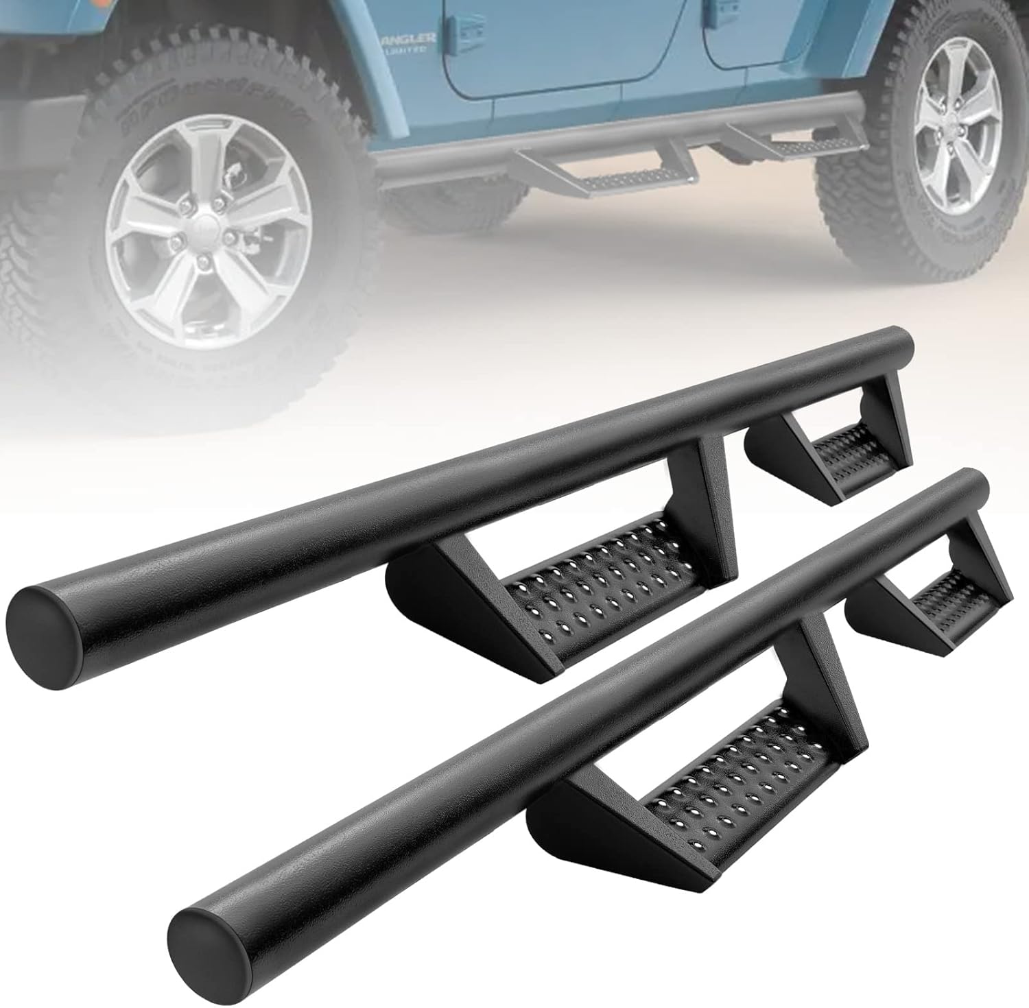 OTHOWE Running Boards Compatible with 2007-2018 Jeep Wrangler JK Unlimited 4 Door Door Step Drop Down Side Step,Hoop，Nerf Bar