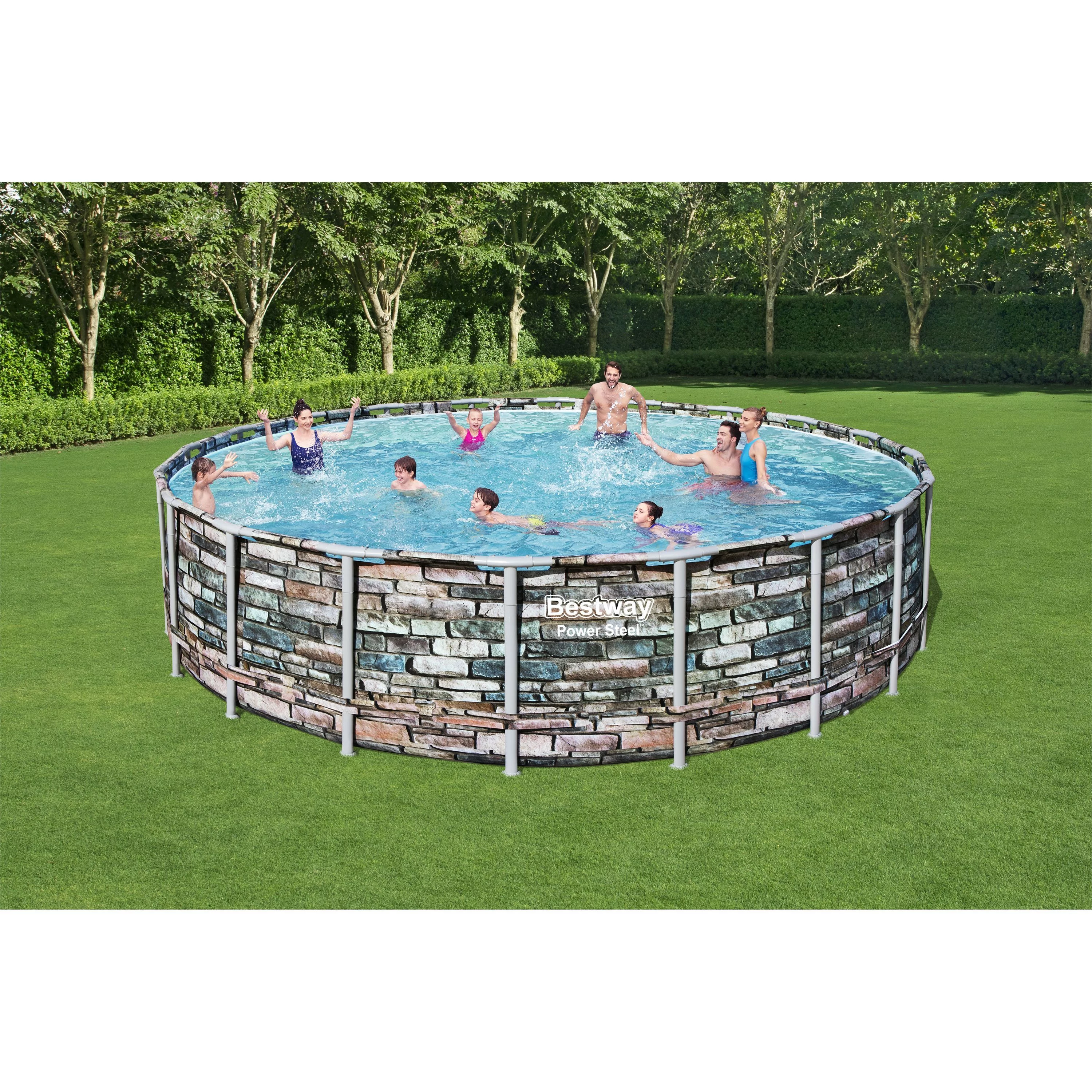 Bestway - Power Steel PVC 20 Foot Round Above Ground Swimming Pool Set