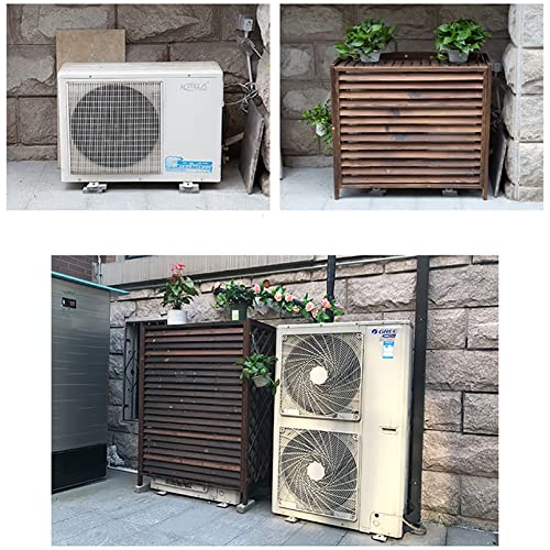 Split Air Conditioner Cover For Outside Units,Wood Ac Cover For Outside Unit,Louvered Air Conditioning Rack Flower Stand,Outdoor Condenser Protective Cover,Louvered Air Conditionin
