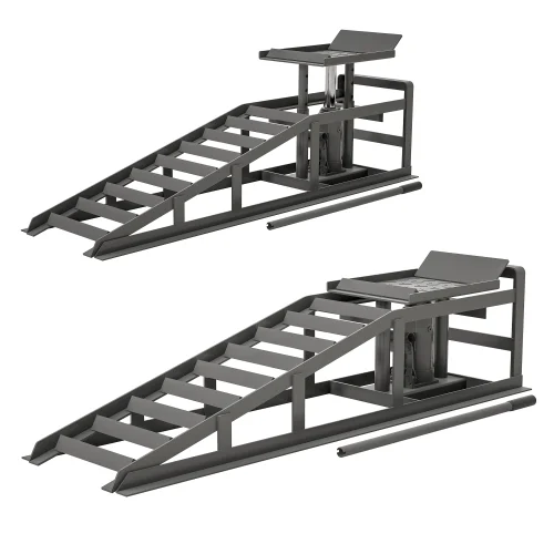 2 Pack Hydraulic Car Ramps 5T 11000lbs Low Profile Car Lift Service Ramps Truck Trailer Garage,Height Hydraulic Vehicle Ramps (Gray) - Curated Treasures Market