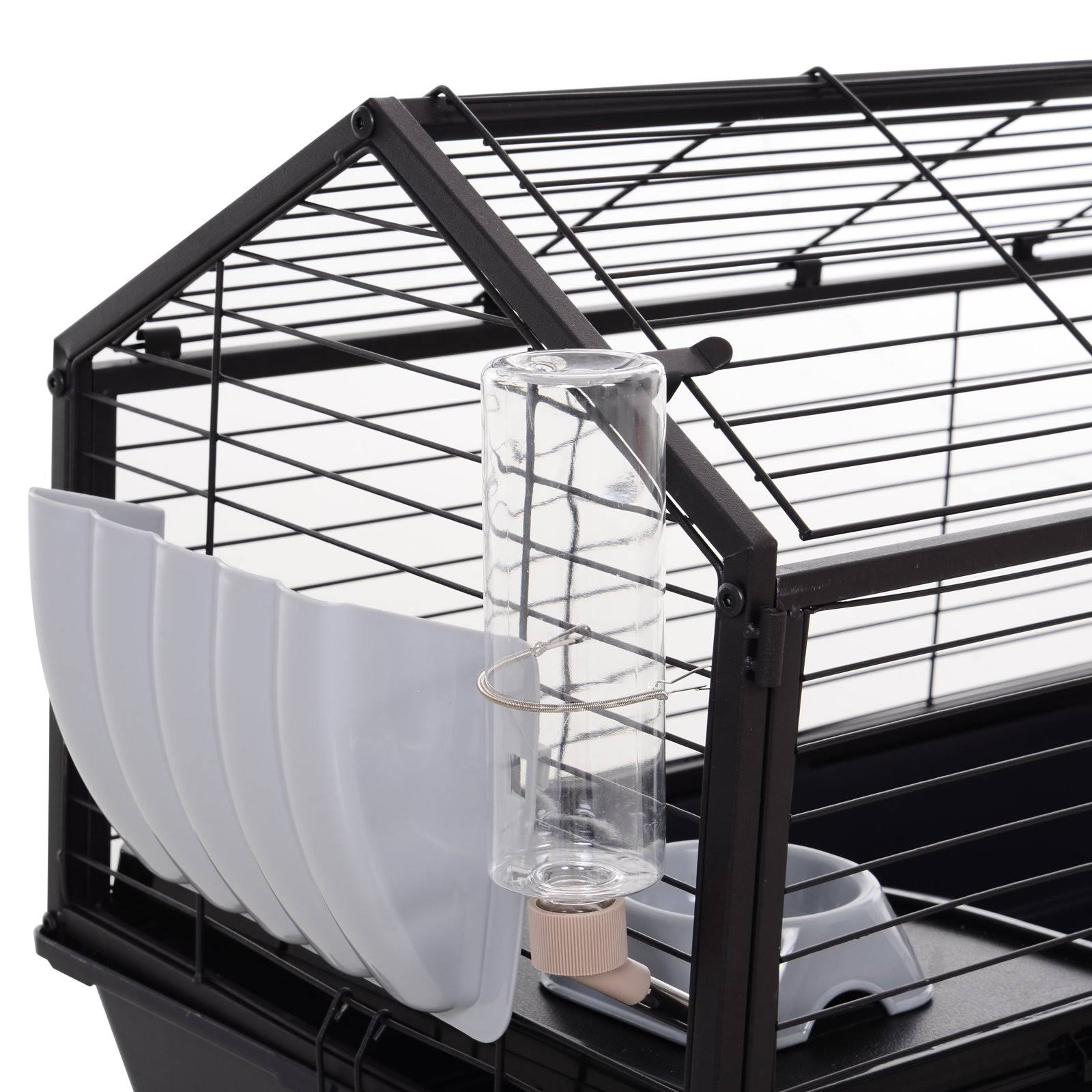 Pawhut Rolling Metal Rabbit Guinea Pig or Small Animal Hutch Cage with Main House and Run 35x22 L