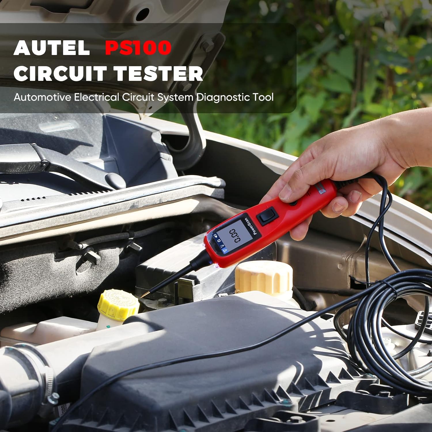 Autel Power Circuit Probe Kit, PS100 Powerscan Automotive Circuit Tester, Electrical System Diagnosis Tool Car Voltage Tester Digital Voltmeter Red