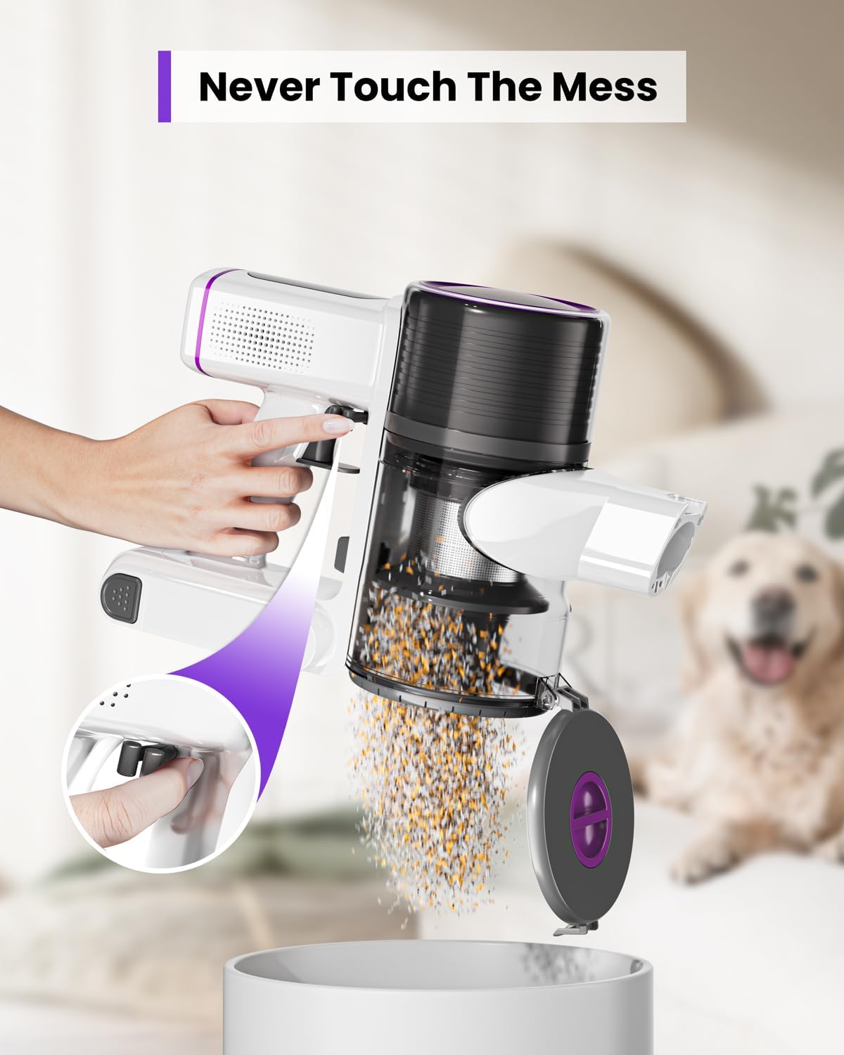 Cordless Vacuum Cleaner with 2 Detachable Batteries | Up to 90 Mins Lightweight Vacuum | 3 Suction Modes for Hard Floor Carpet