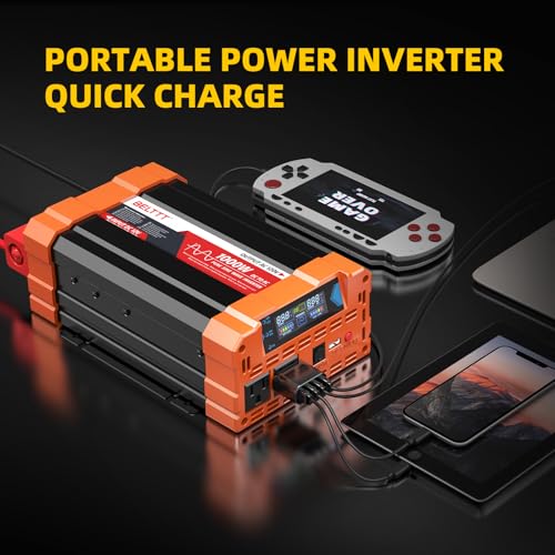 BELTTT 2000W Pure Sine Wave Inverter, Car Power Inverter 12V to 120V AC Converter for RV, Truck, Solar, Outdoor with Dual AC and 20A Socket, 5V 2.1A USB, Surge 4000W, Hardwire Port, Remote Controller