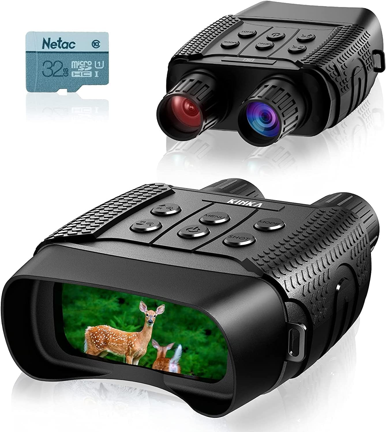 KINKA Night Vision Monocular Goggles, Travel Infrared Digital Monocular for 100% Darkness, Day and Night Vision for Adults, HD Photo & Video with 32GB Card for Hunting Gear