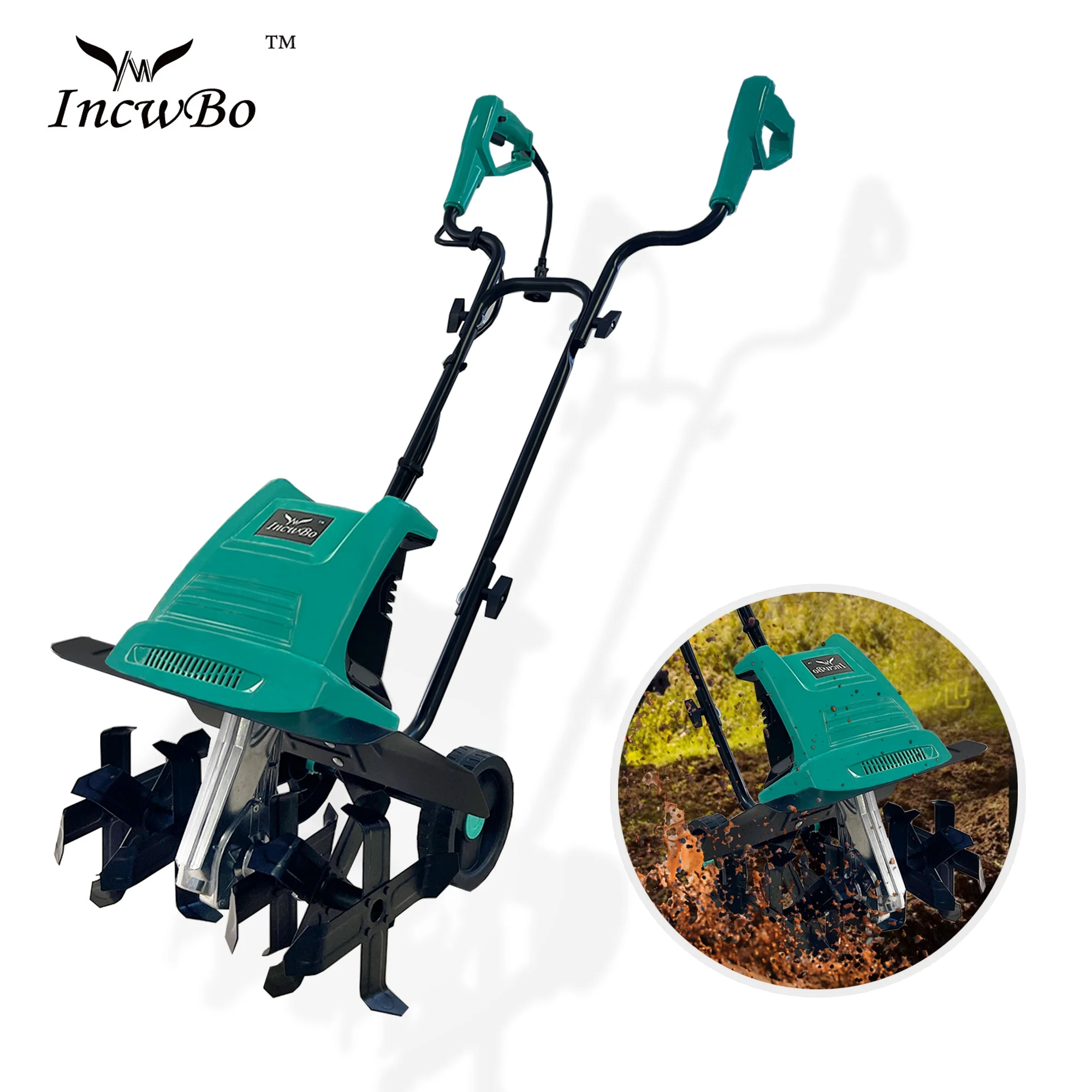 Autovo 17 inch 15 AMP  6 Steel Tines Tillers Electric Corded Garden Tiller & Cultivator, New - Curated Treasures Market