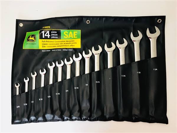 John Deere SAE 14-Piece Full Polished Combination Wrench Set - Ty19976
