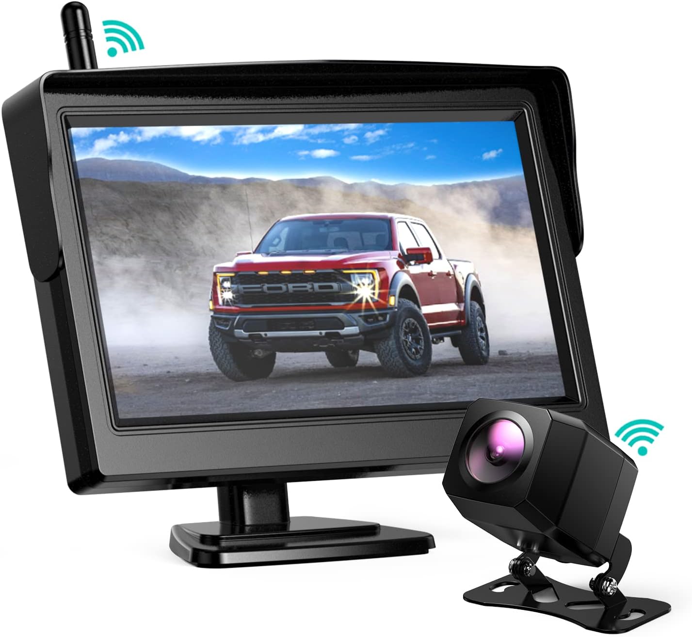 Nuoenx Wireless Backup Camera, 4.3 Inch Monitor Rear View Camera System for Cars, Trucks, RV, Trailers, 2 Mounting Brackets, IP69 Waterproof 152° View Camera, Stable Wireless Signal, Easy Installation Pack of 2