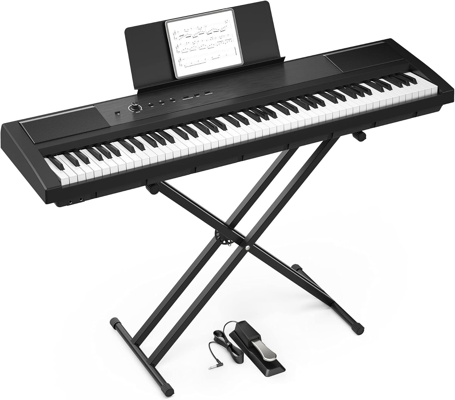 Digital Piano with 88 Key Full Size Semi-Weighted Keyboard Portable Electric Piano with Sustain Pedal, Headphone, Power Supply and Music Sheet Holder