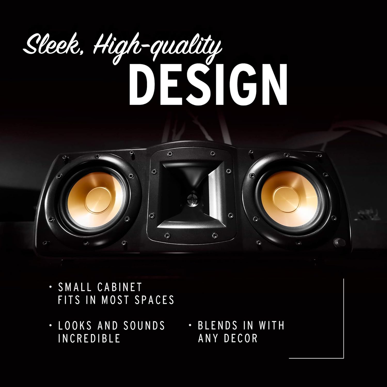 Klipsch Synergy Black Label C-200 Center Channel Speaker for Crystal-Clear Dialogue and Vocals with Proprietary Horn Technology, Dual 5.25” High-Output Woofers, and Dynamic 1” Tweeter in Black