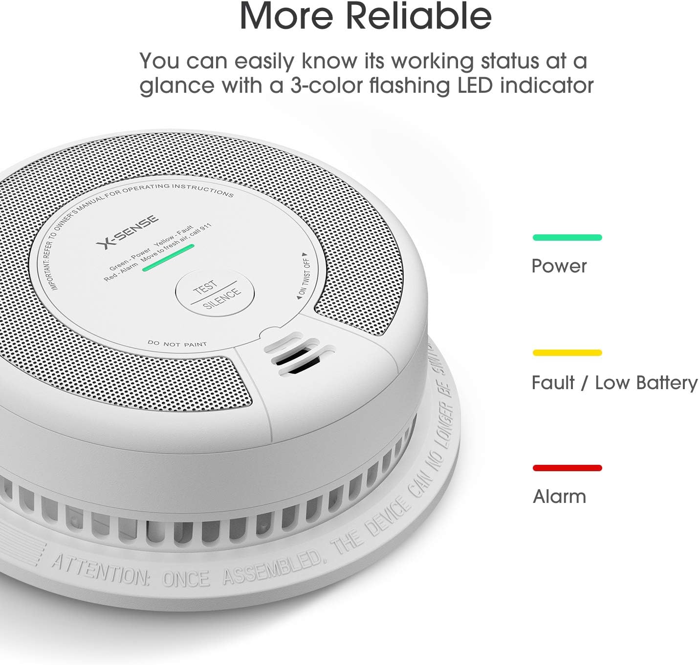 X-Sense Wireless Interconnected Combination Smoke and Carbon Monoxide Detector, 10-Year Battery Powered Fire and CO Alarm, SC06-W, Pack of 3