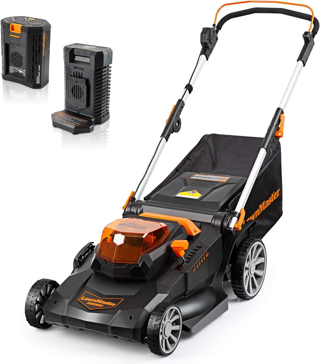 LawnMaster CLMFR6020A 0802 Cordless 21-Inch Brushless Push Lawn Mower 60V Max with 4.0Ah Battery &Fast Charger