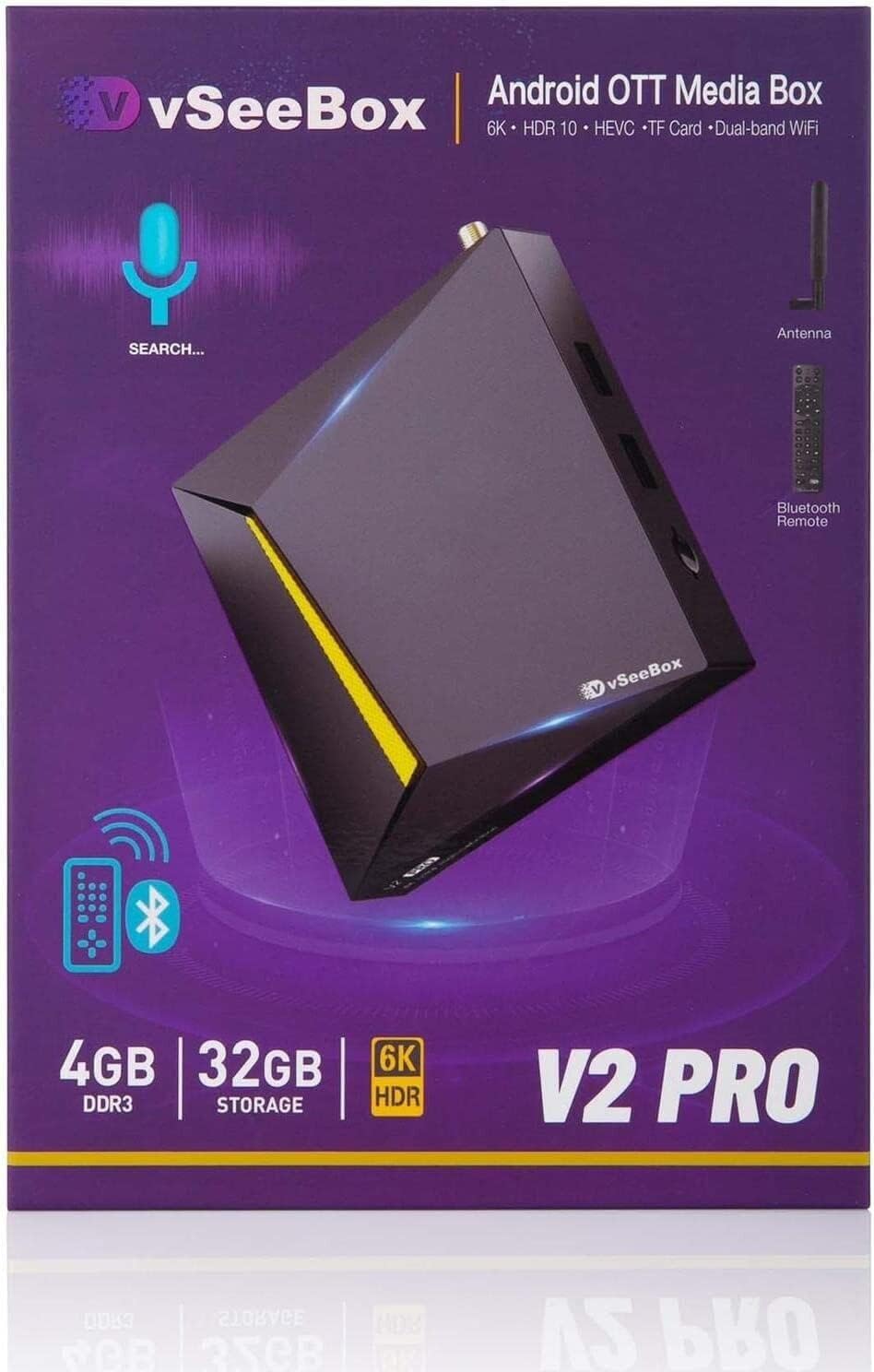 2023 vSeeBox V2pro w/Bluetooth Voice Remote & upgraded Wi-Fi 6k