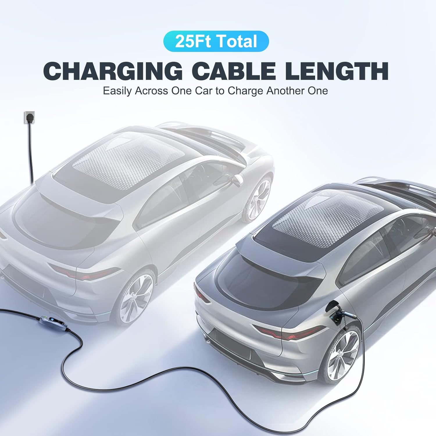 MUSTART Level 2 Portable EV Charger (240 Volt, 25ft Cable, 40 Amp), Electric Vehicle Charger Plug-in EV Charging Station with NEMA 14-50P (Update Version)