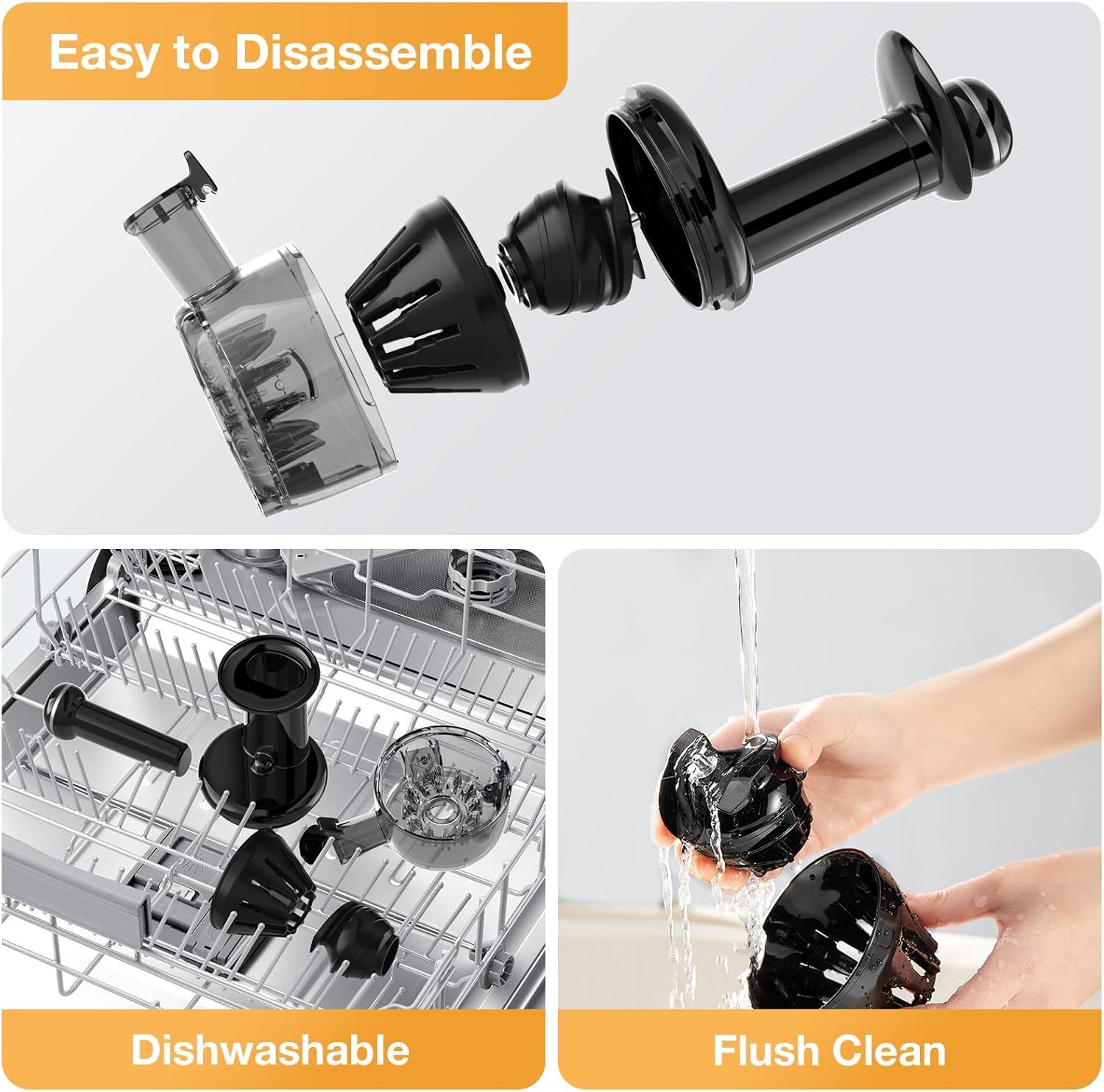Juicer Machines, Cold Press Masticating Juice Extractor with 30% higher juice yield, Quiet Motor and Reverse Function, Dishwasher Safe, Compact design