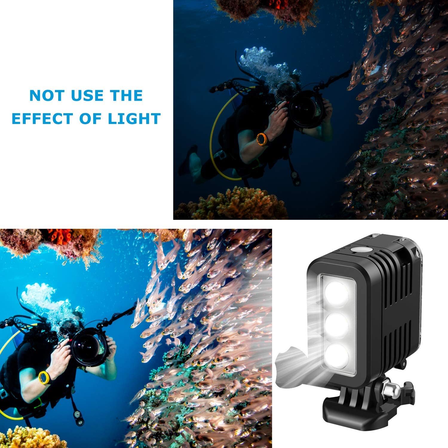 Underwater Lights Dive Light 147ft(45m), HONGDAK Diving Light High Power Dimmable Waterproof LED Video Fill Night Light for Hero 8 7 6 5 5S 4 4S 3+/3/2 SJCAM/Xiaoyi Action Cameras etc.