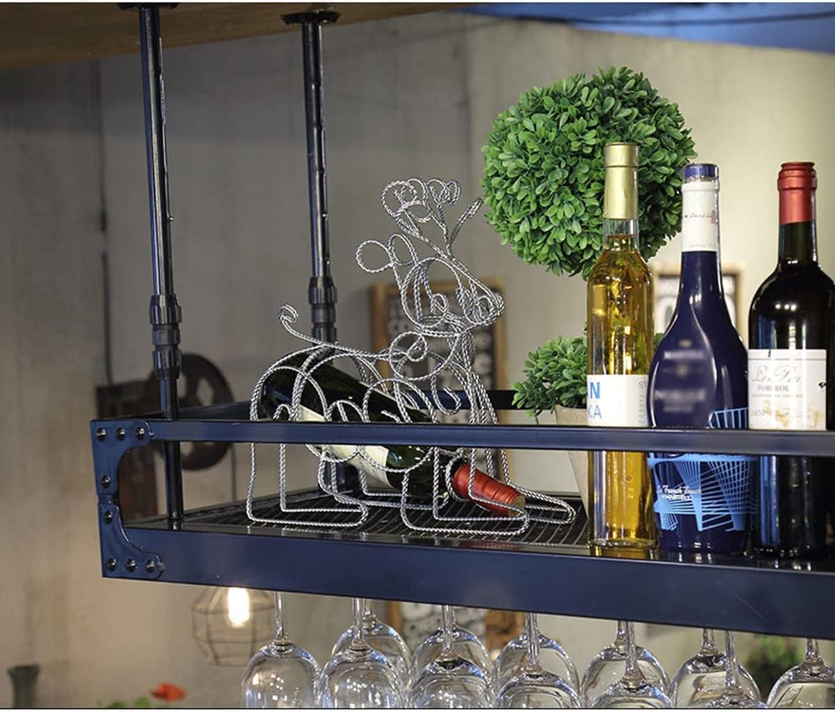 Hanging Wine Glass Rack, Industrial Vintage Metal Bar Wine Glass Hanging Rack,Coppery Wall-Mounted Wine Glass Rack Perfect for Bar Cafe Kitchen,Bronze,60x35cm The New Fashionable