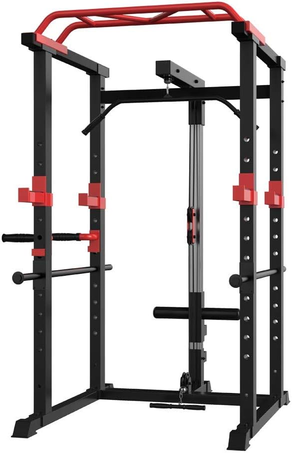 IFAST Multi-Functional Power Cage,Home Adjustable Pullup Squat Rack 1000Lbs Capacity Comprehensive Fitness Barbell Rack