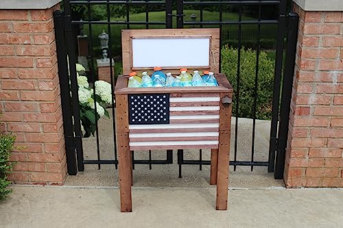 BACKYARD EXPRESSIONS PATIO · HOME · GARDEN 913284-NM Outdoor Beverage Cooler for Patio-87 Qt. w/Folding Side Tables-Rustic Brown-Backyard Expressions, 87 Quart, Natural Wood