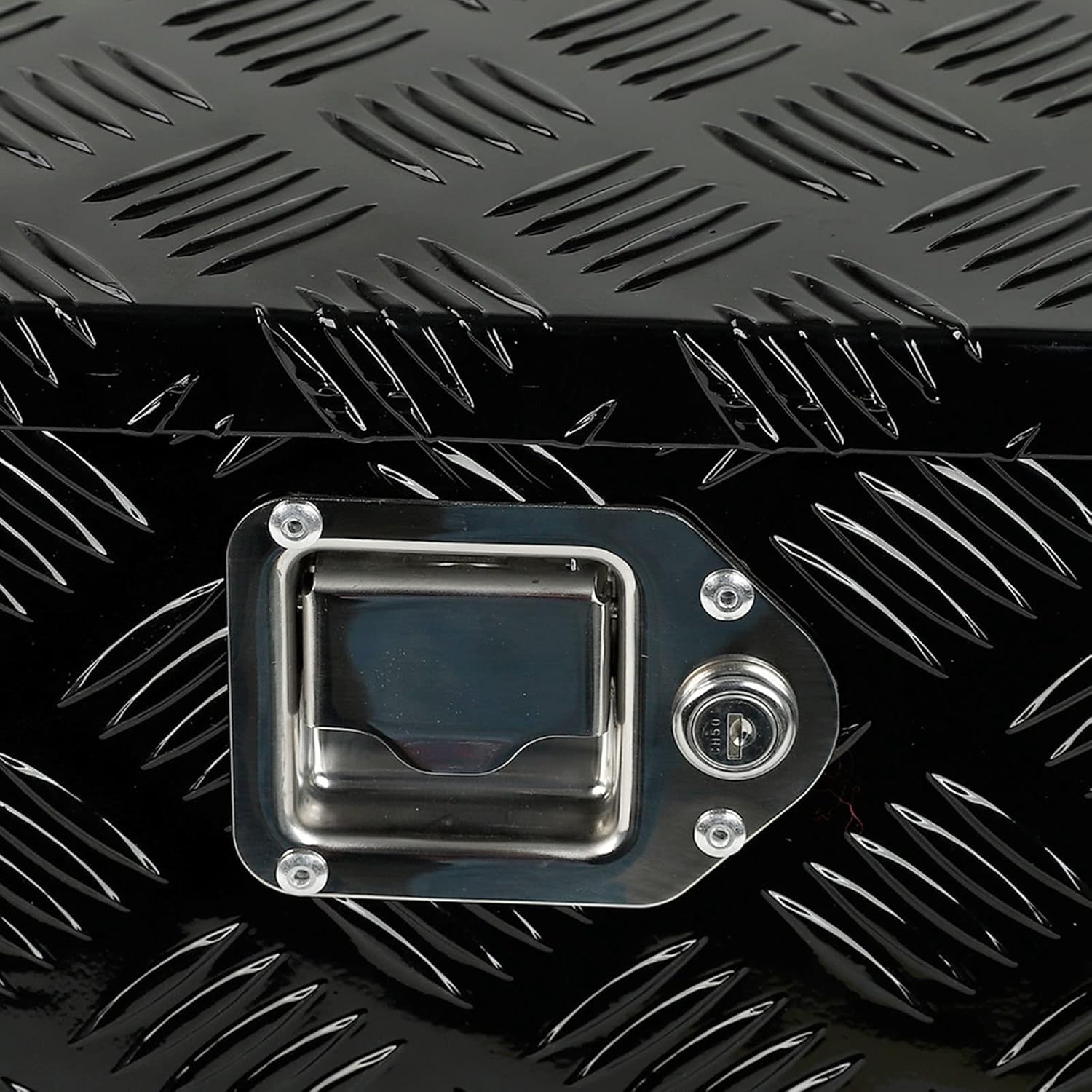 18X17X17.75 Black Aluminum 5 Bar Tread Tool Box Truck Car Outdoor Trailer Pickup Underbody Toolbox,RV Storage Organizer，Underbed Tools Organizer W/Lock Latch w/Keys