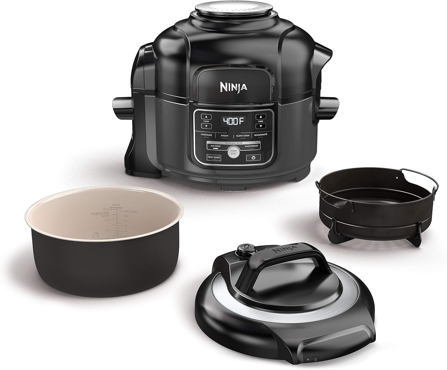 Ninja Foodi 7-in-1 Pressure, Slow Cooker, Air Fryer and More, with 5-Quart Capacity and 15 Recipe Book Inspiration Guide, and a High Gloss Finish