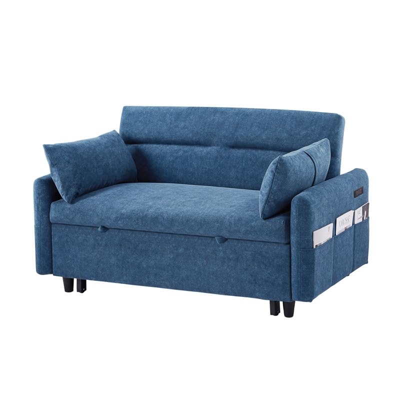 Convertible Chair Bed, 3 in 1 Convertible Sofa Bed Sleeper Chair with 3 Level Adjustable Backrest & 2 Pillow, Pull Out Sofa Bed in Microfiber, Sofa Bed Couch Loveseat Sleeper Bed for Living Room, Grey
