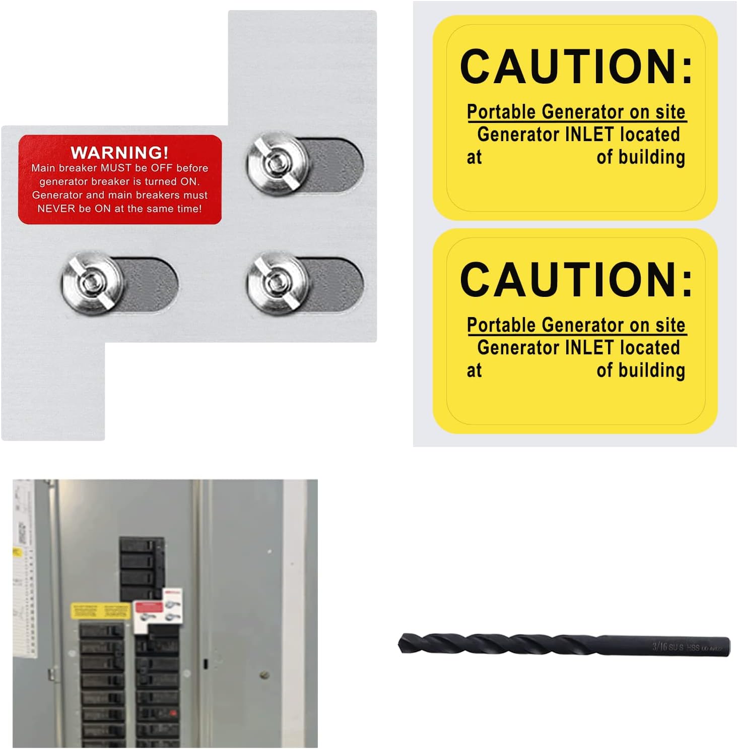 Generator Interlock Kit Compatible with General Electric GE 150 or 200 &nbsp;Amp Panels. 1 1/4" Spacing Between Main and Branch Breakers