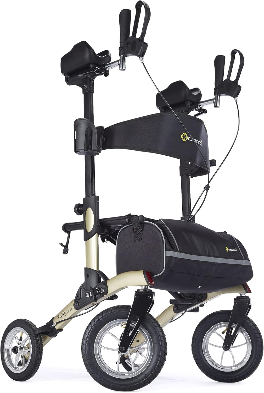 Comodita Tipo Stand Up All Terrain Rollator Walker with Double Fold Action, Pneumatic Tires, Metallic Graphite