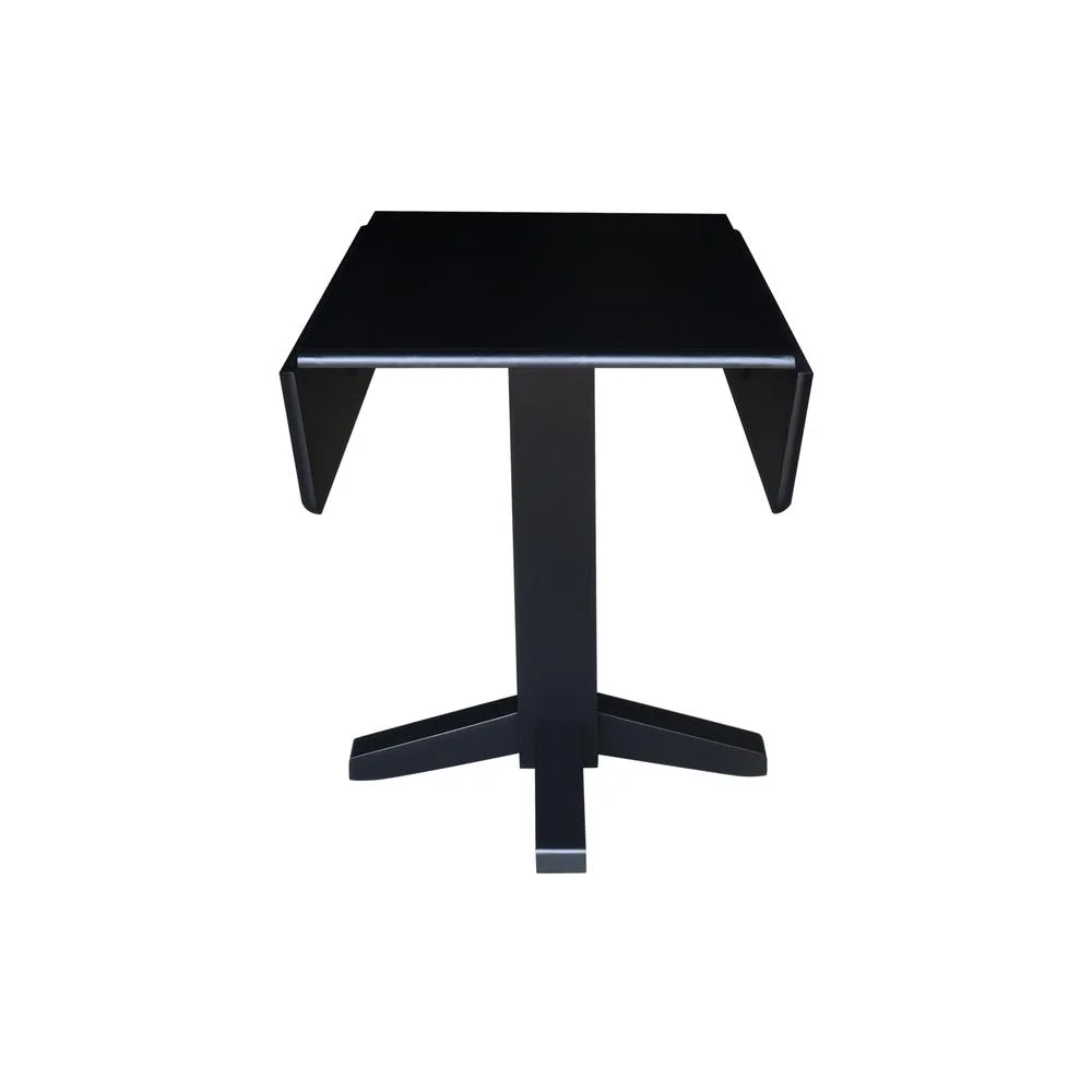 36" Solid Wood Square Dual Drop Leaf Dining Table in Black