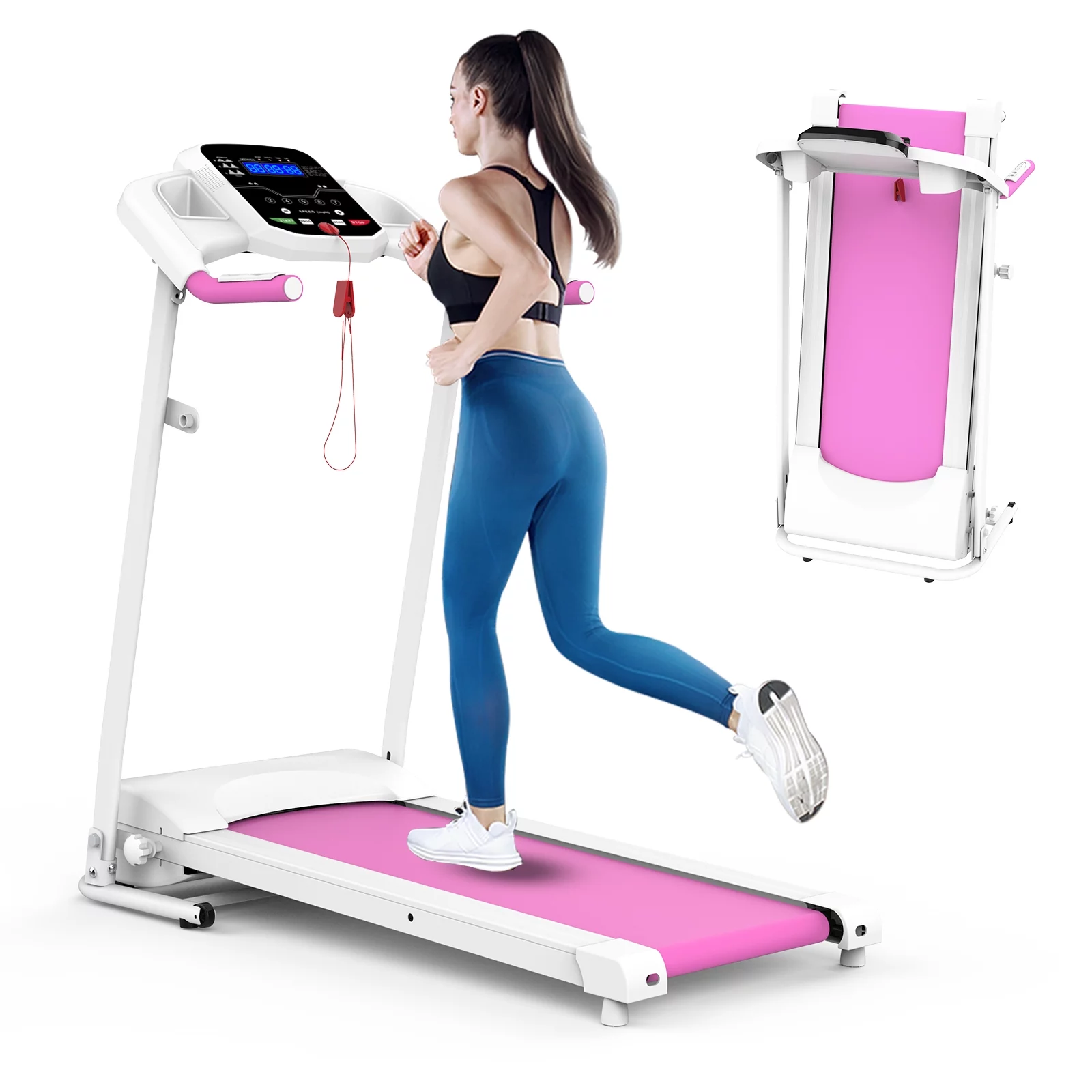 FYC Foldable Treadmills for Home, Electric Running Exercise Machine Compact Treadmill for Home Gym Fitness Workout Jogging Walking for Home Office Apartment, White