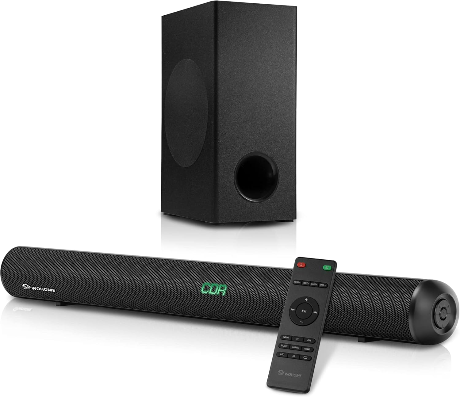 Wohome Sound Bars for TV with Subwoofer, 28-INCH 120W Ultra Slim Surround Soundbar Speakers System with Wireless Bluetooth 5.0 HDMI-ARC Optical RCA USB AUX Input, Works with 4K & HD TVs, Model S99