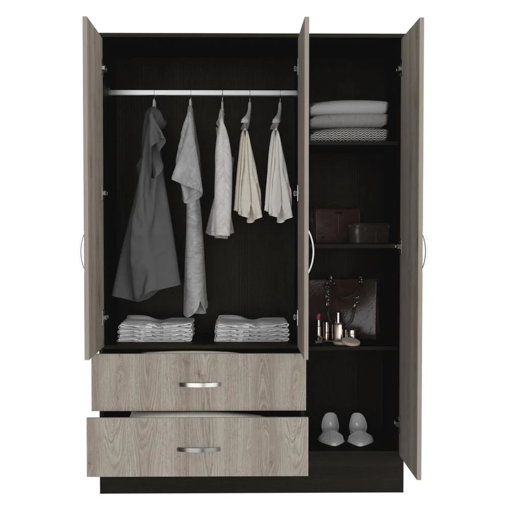 Depot E-Shop DE-CWZ5950 120 in. Gangi Mirrored Armoire, Black & Light Gray