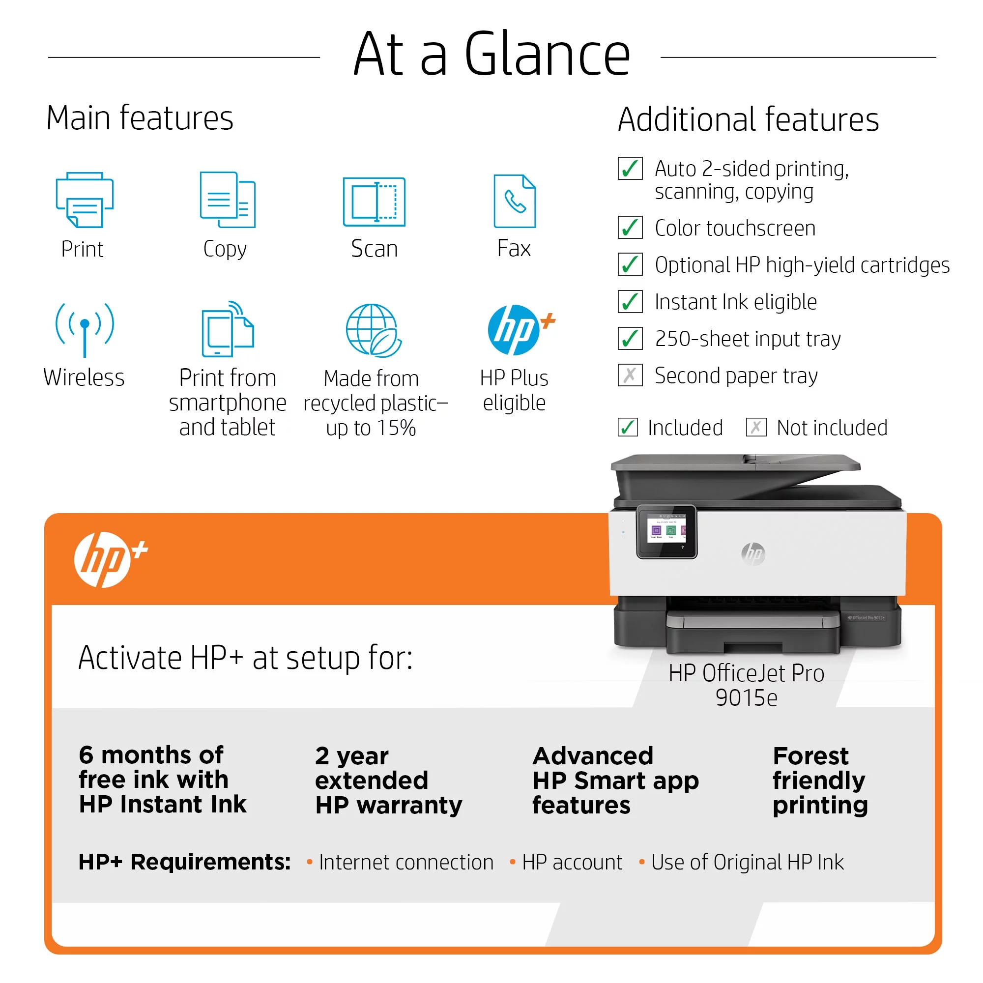 HP OfficeJet 9025e All-in-One Wireless Color Inkjet Printer - 6 months free Instant Ink with HP+