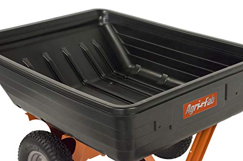 Agri-Fab 45-0533 650 lbs Tow Behind Poly Dump Cart, 10 CU. FT.; Lawn & Garden Cart/Trailer for Lawn Mowers, 16" Pneumatics Tires, Easy to Use Foot Pedal Dumping Lever