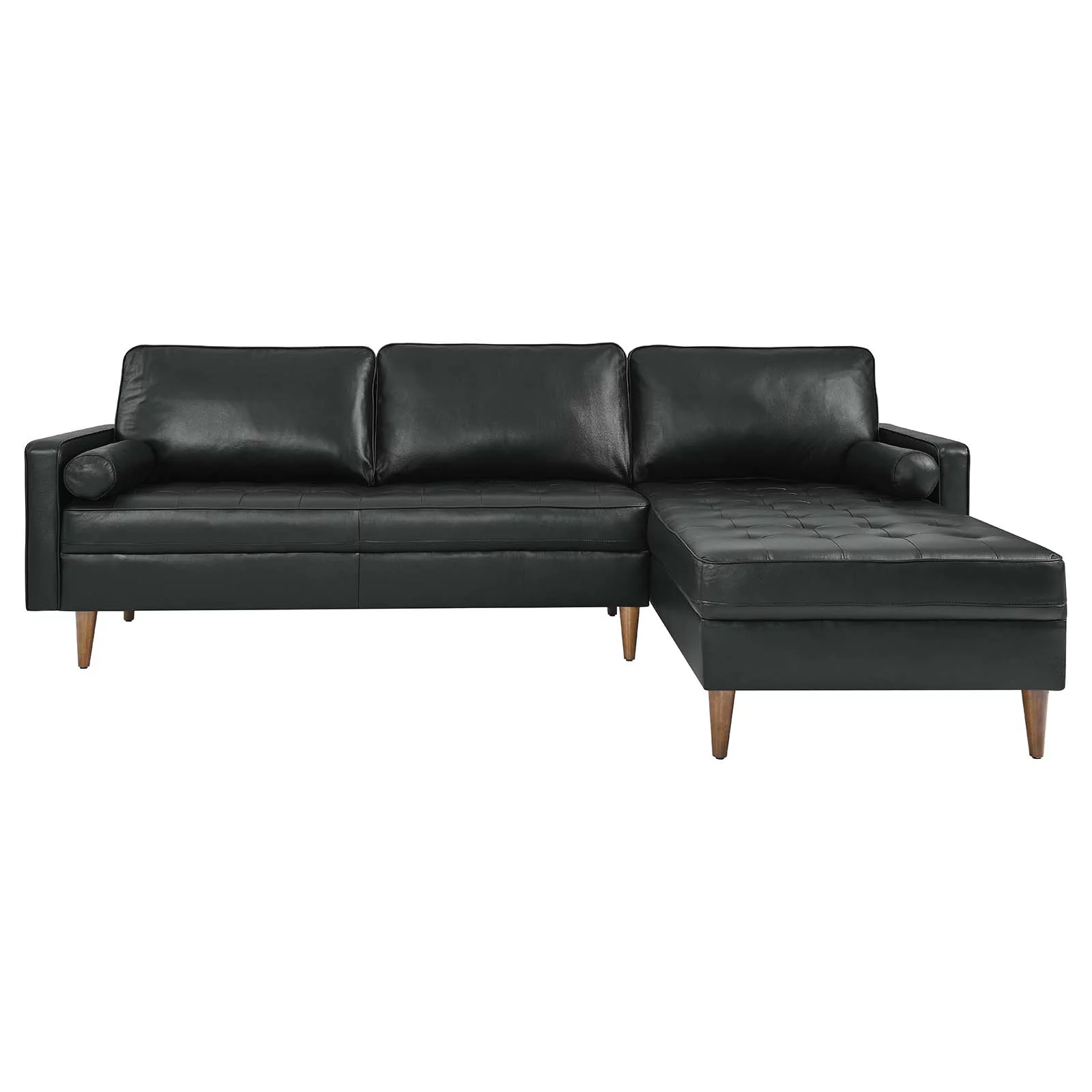 Modway Valour 98" Leather Sectional Sofa in Black