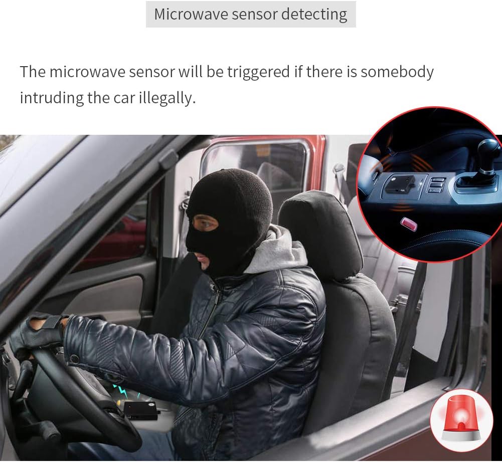 EASYGUARD EC010-MS PKE car Alarm Passive keyless Entry with Push Button Start & Remote Starter, Microwave Sensor Shock Alarm Warning DC12V