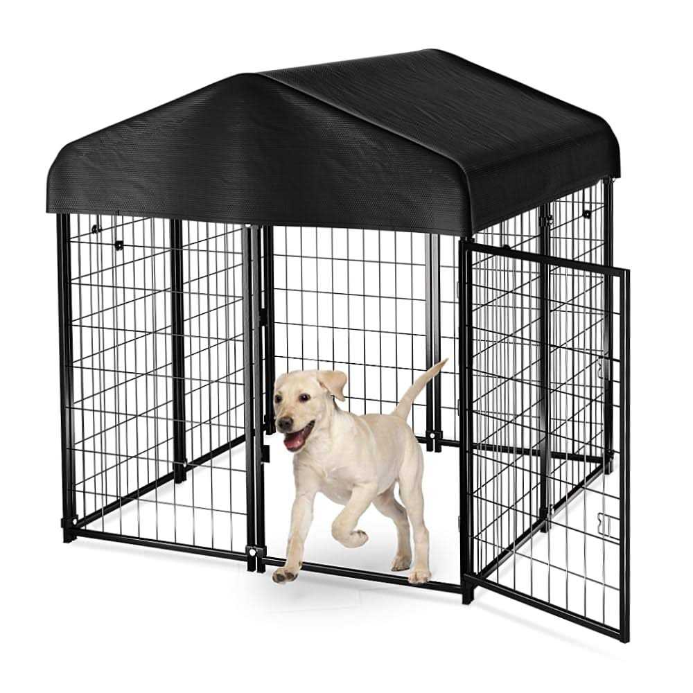PawGiant Dog Kennel Outdoor Dog House with Roof Waterproof Cover for Medium to Small Dog Outside 4ft x 4ft x 4.5ft - Pet Supplies online store