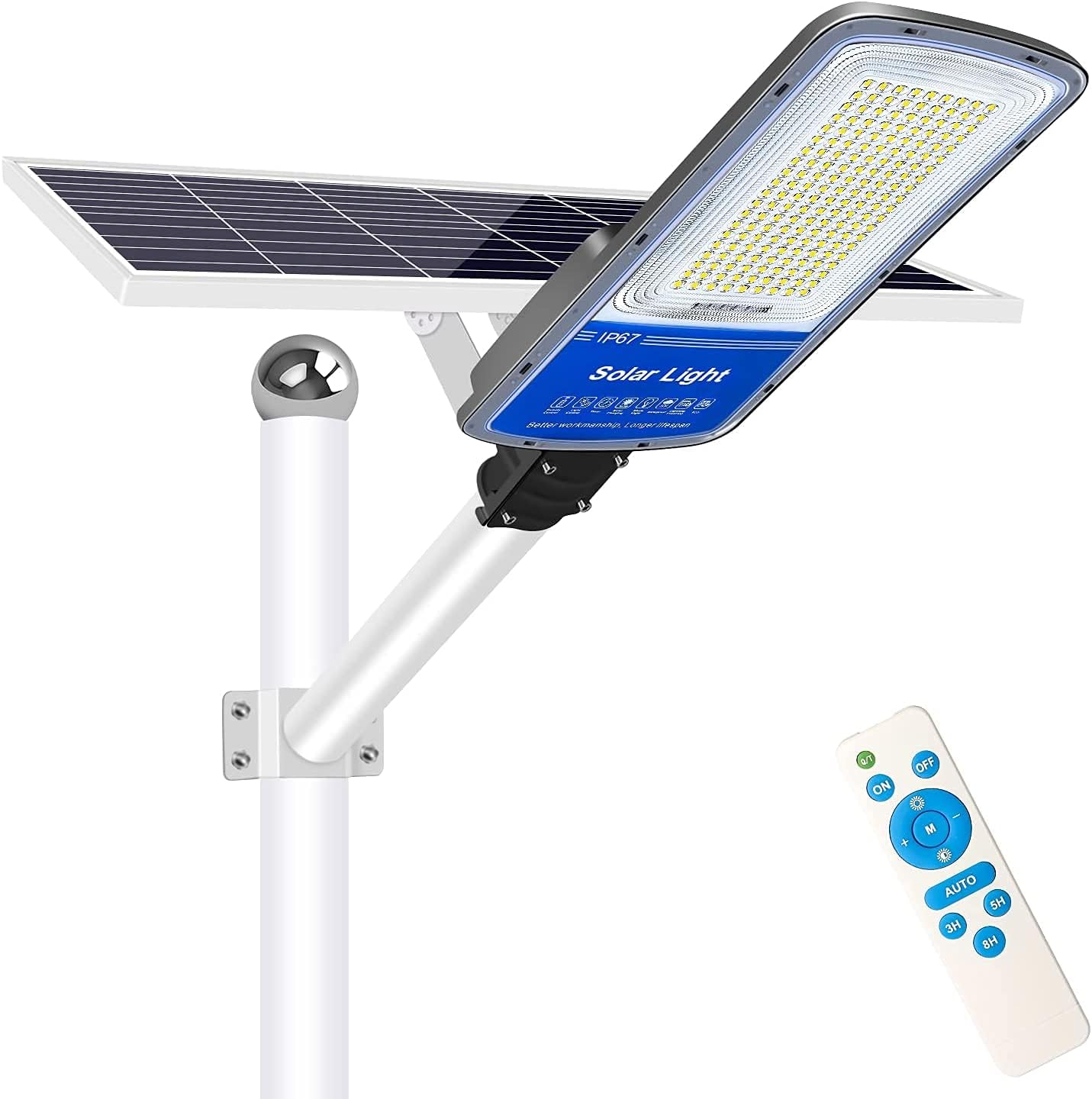 LED Solar Street Lights 360W with Remote Control Dusk to Dawn Flood Light for Parking Lot, Stadium, Yard, Garage and Garden