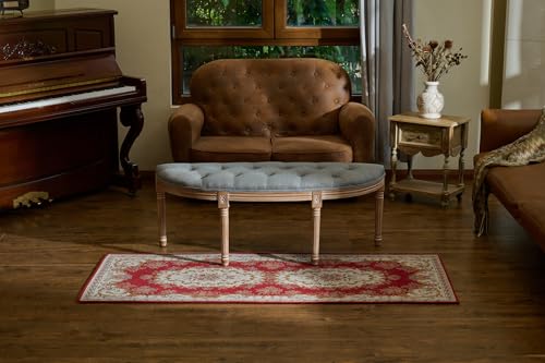 VONLUCE Half Moon Window Bench, 49" French Country Bench for Bedroom End of Bed, Farmhouse Upholstered Tufted Entryway Bench, Beige