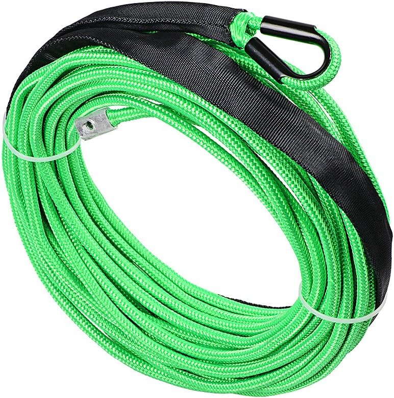 Astra Depot 85ft x 3/8 inch Synthetic Winch Line Rope 20500LBs and Heat Rock Guard Compatible for ATV UTV RV Truck KFI Marine Boat