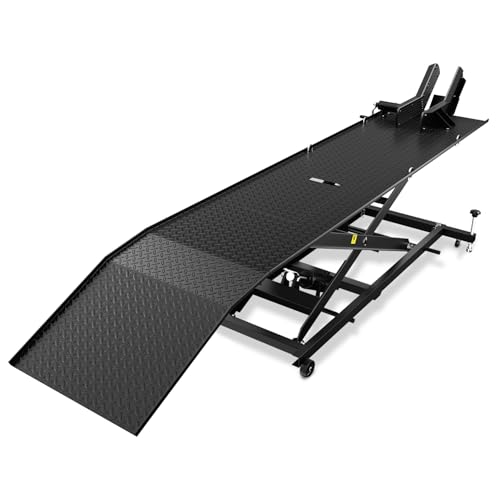 DNA MOTORING Motorcycle Lift Table 1000lbs Capacity Motorcycle Support Stand L 86.2in x W 22in Motorcycle Lift Jack Lifting Range 7.2-30.3in Black TOOLS-00780