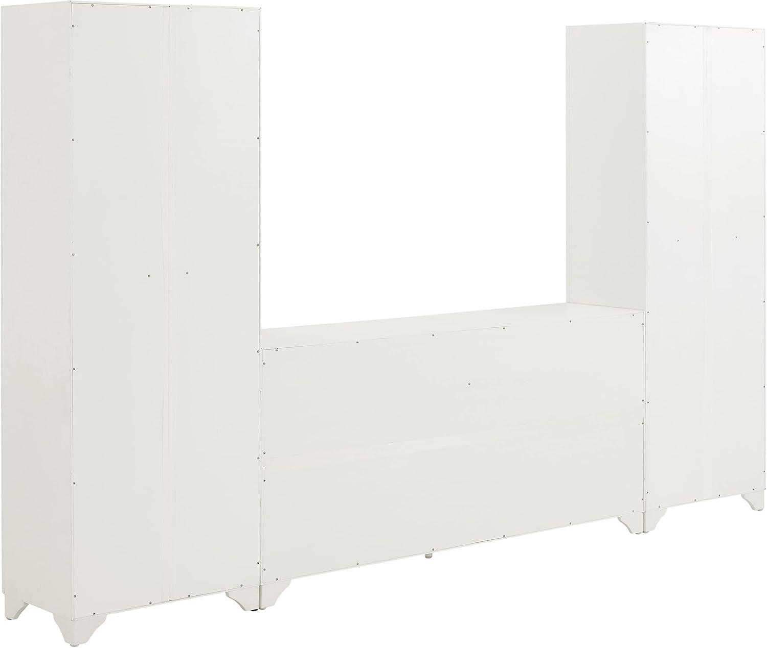 Crosley Furniture Tara 3-Piece Entertainment Set with Sideboard and 2 Storage Cabinets, Distressed White