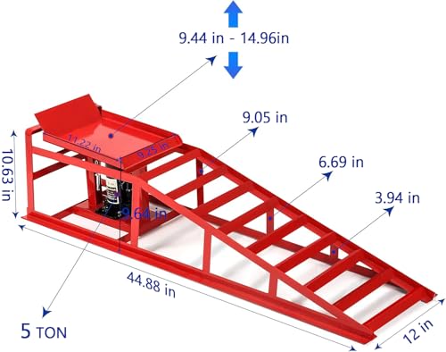 2PCS 5T 11060lbs Hydraulic Car Ramps, Heavy Duty Hydraulic Vehicle Ramps Lift Ramp, Portable Car Ramps for Oil Changes, Car Lifts for Home Garage, Vehicle Auto Garage Repair