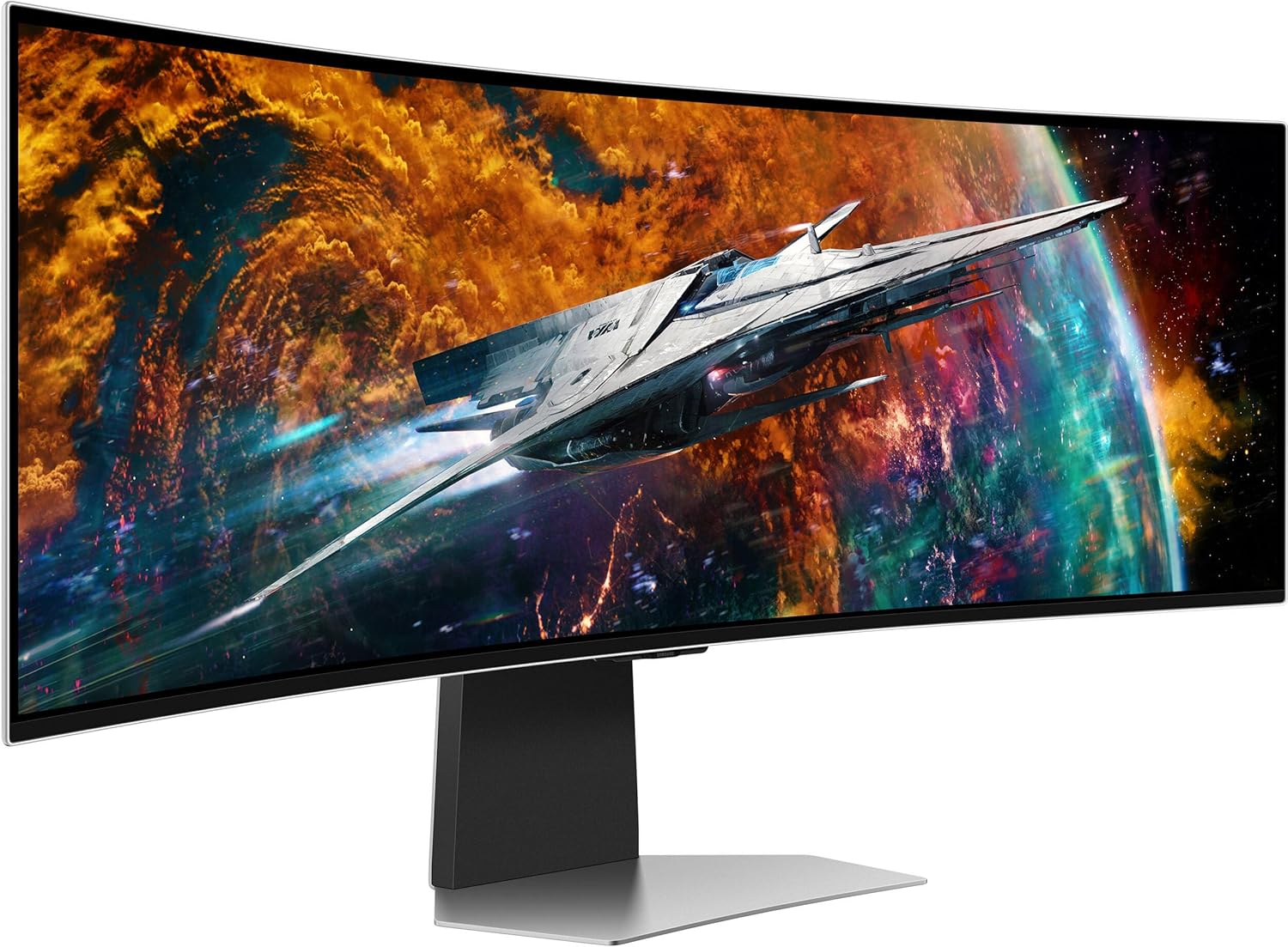 SAMSUNG Odyssey OLED G9 Curved Gaming Monitor - 49" Dual QHD (5120 x 1440) OLED - 240Hz Refresh Rate - 32: 9-0.03ms GTG - HDR10+ - 1,000,000:1 - AMD FreeSync Premium Pro - Flicker Free - Silver